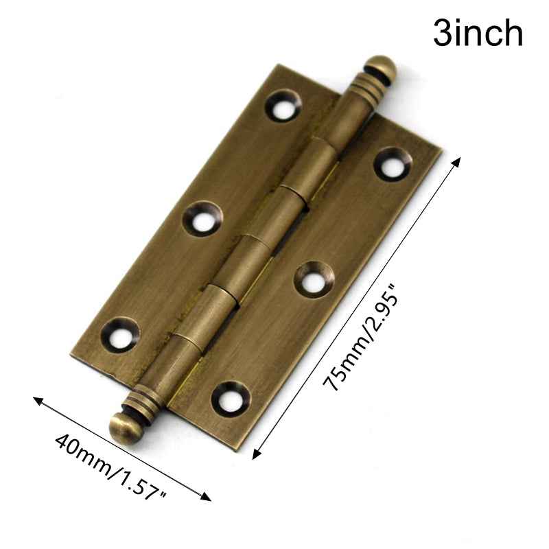 Decorative Antique Brass Hinges for Kitchen Cabinets, Cupboards, and Drawers - 2"/2.5"/3" Sizes - FocusHardware