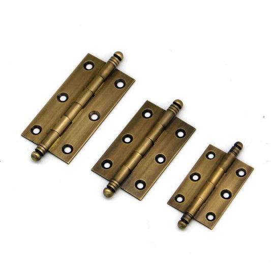 Decorative Antique Brass Hinges for Kitchen Cabinets, Cupboards, and Drawers - 2"/2.5"/3" Sizes - FocusHardware