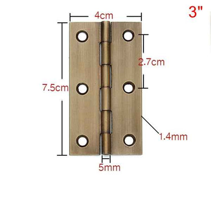 Antique Brass Hinges for Cabinet Doors and Wooden Boxes - Small Folding Butt Hinges - FocusHardware