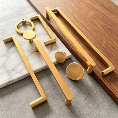 Solid Brass Cabinet Knobs Handles for Dresser, Drawer - Gold Kitchen Pulls
