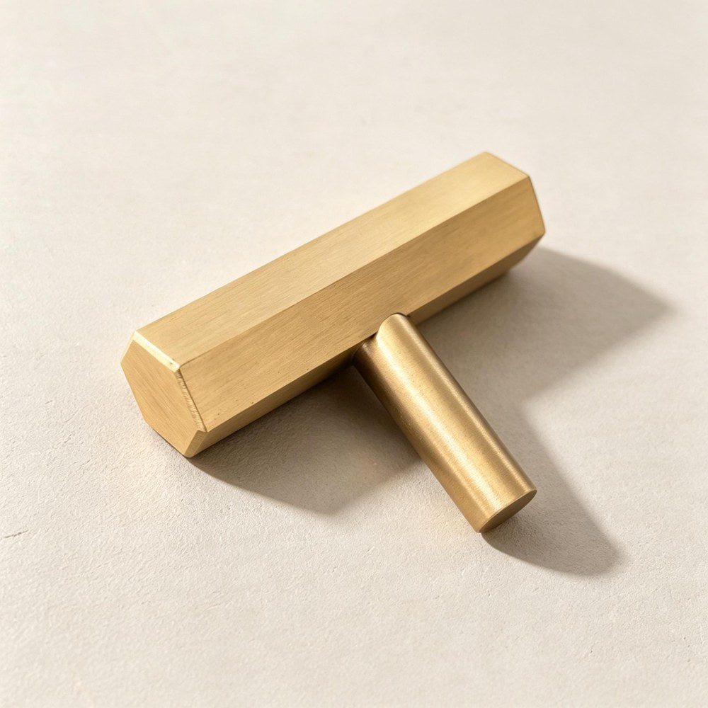 Satin Brass Cabinet Drawer Pulls - Modern Dresser Knobs Furniture Handles