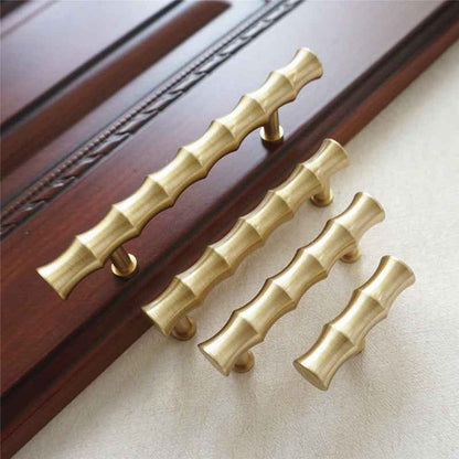 Bamboo Brass Cabinet Handles for Kitchen and Furniture - Gold Drawer Knobs and Dresser Pulls