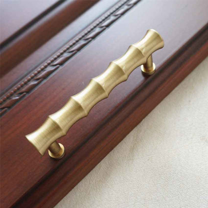 Bamboo Brass Cabinet Handles for Kitchen and Furniture - Gold Drawer Knobs and Dresser Pulls