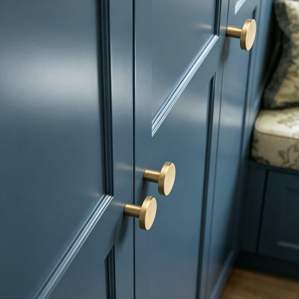 Brushed Brass Cabinet Drawer Knobs - Modern Kitchen Dresser Pulls