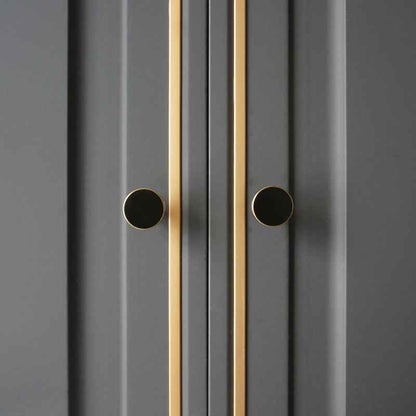 Modern Brass Kitchen Cabinet Knobs - Round Pulls for Black Drawer Dresser and Cupboard Furniture - FocusHardware