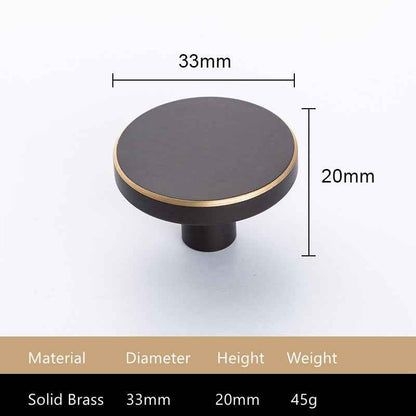 Modern Brass Kitchen Cabinet Knobs - Round Pulls for Black Drawer Dresser and Cupboard Furniture - FocusHardware
