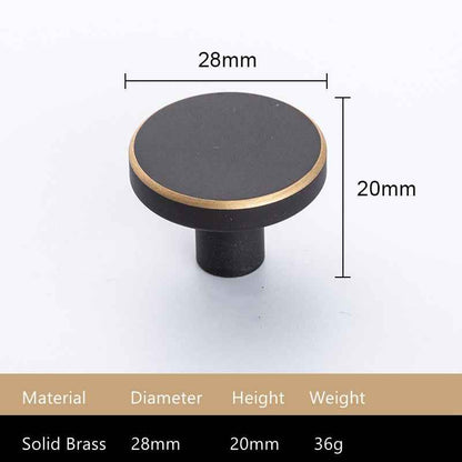 Modern Brass Kitchen Cabinet Knobs - Round Pulls for Black Drawer Dresser and Cupboard Furniture - FocusHardware