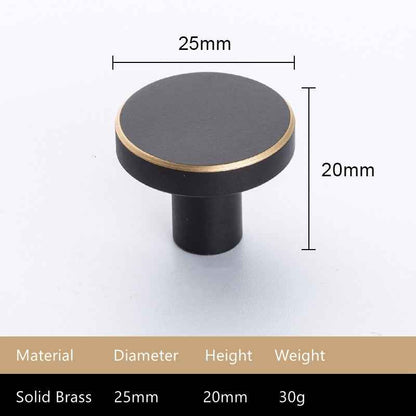 Modern Brass Kitchen Cabinet Knobs - Round Pulls for Black Drawer Dresser and Cupboard Furniture - FocusHardware