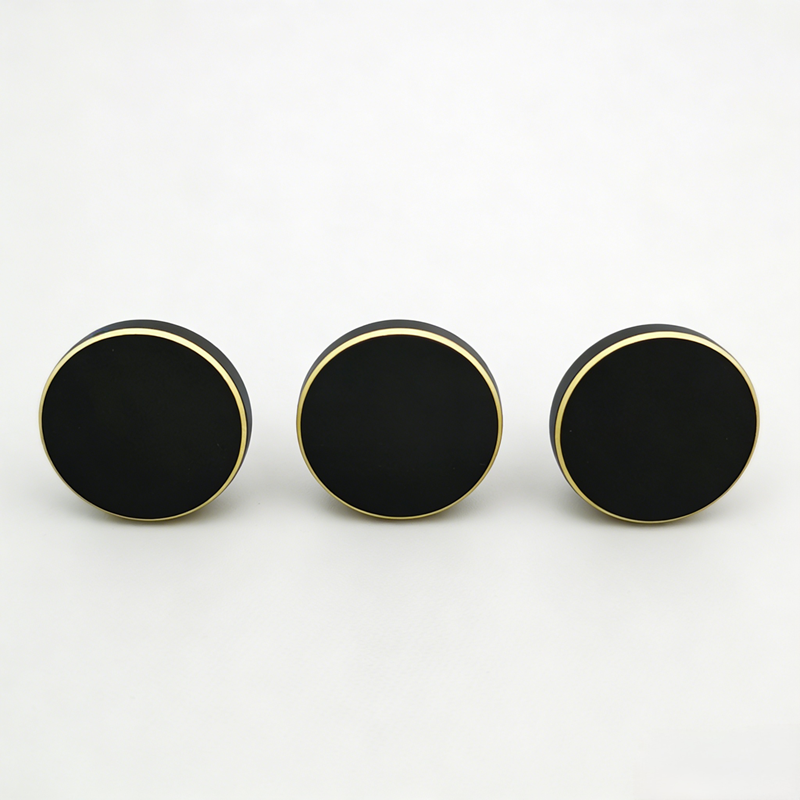 Modern Brass Kitchen Cabinet Knobs - Round Pulls for Black Drawer Dresser and Cupboard Furniture - FocusHardware