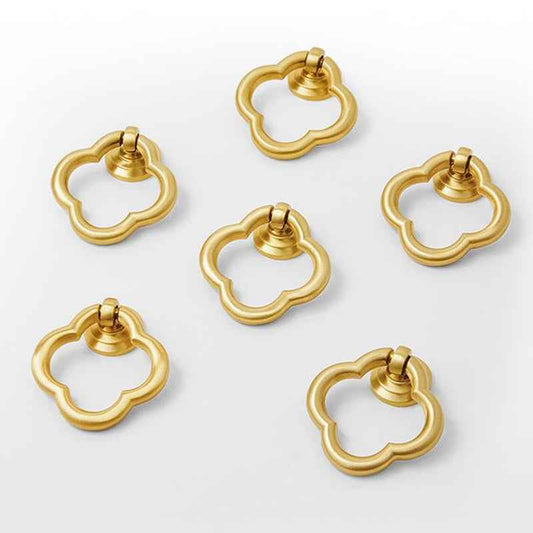 Solid Brass Drawer Pulls for Kitchen Cabinets - Gold Dresser Ring Knobs and Handles - FocusHardware