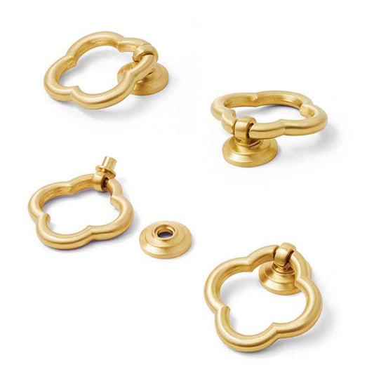 Solid Brass Drawer Pulls for Kitchen Cabinets - Gold Dresser Ring Knobs and Handles - FocusHardware