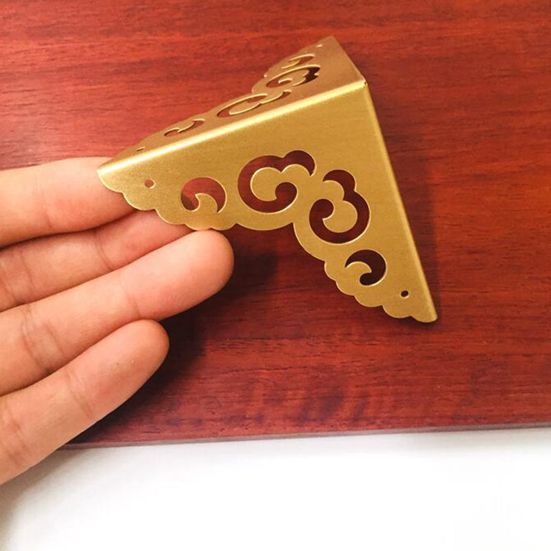 Decorative Brass Corner Protectors For Wooden Case Corner Desk Edge Covers Gold Corner Brackets