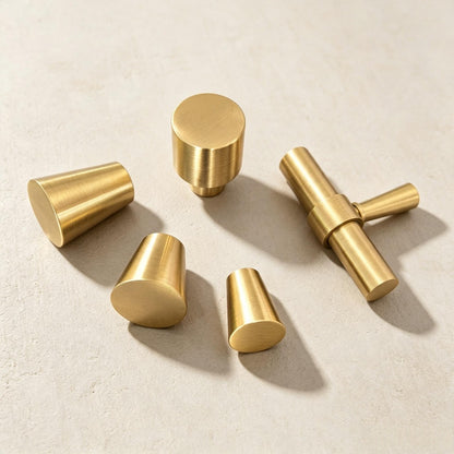 Satin Brass Cabinet Drawer Knobs - Modern Kitchen Dressers Puls Furniture Handles Gold