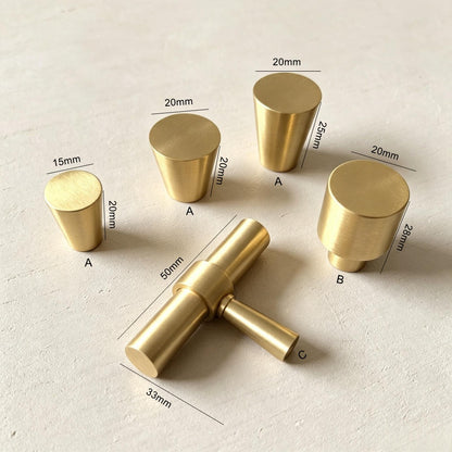 Satin Brass Cabinet Drawer Knobs - Modern Kitchen Dressers Puls Furniture Handles Gold