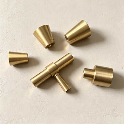 Satin Brass Cabinet Drawer Knobs - Modern Kitchen Dressers Puls Furniture Handles Gold