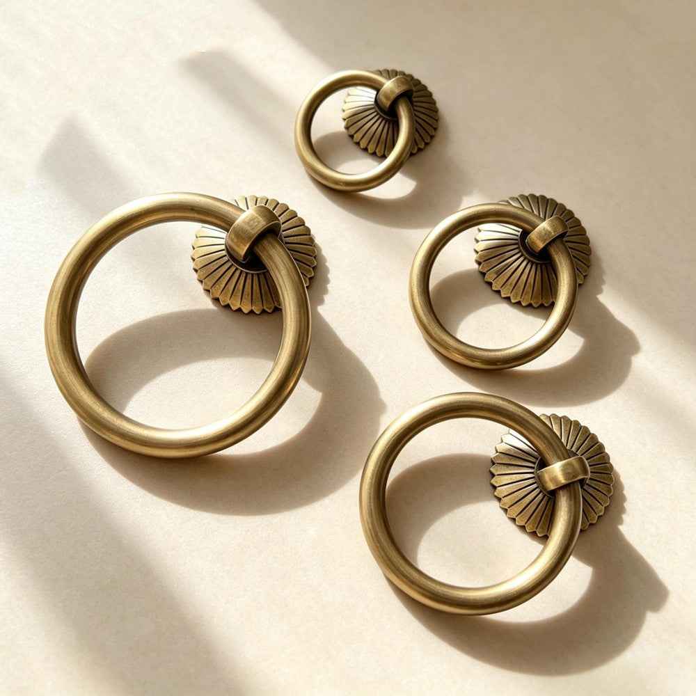 Antique Brass Cabinet Ring Pulls For Drawer Dresser Knobs Vintage Kitchen Handles