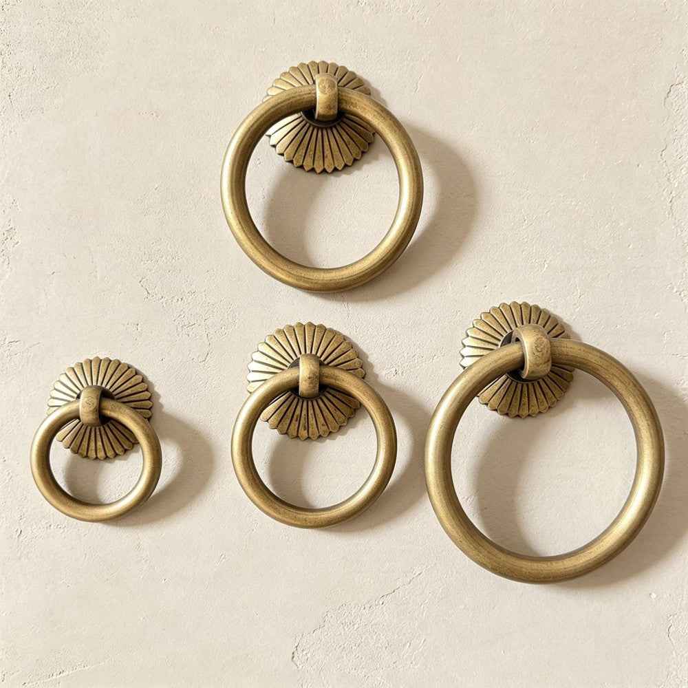 Antique Brass Cabinet Ring Pulls For Drawer Dresser Knobs Vintage Kitchen Handles
