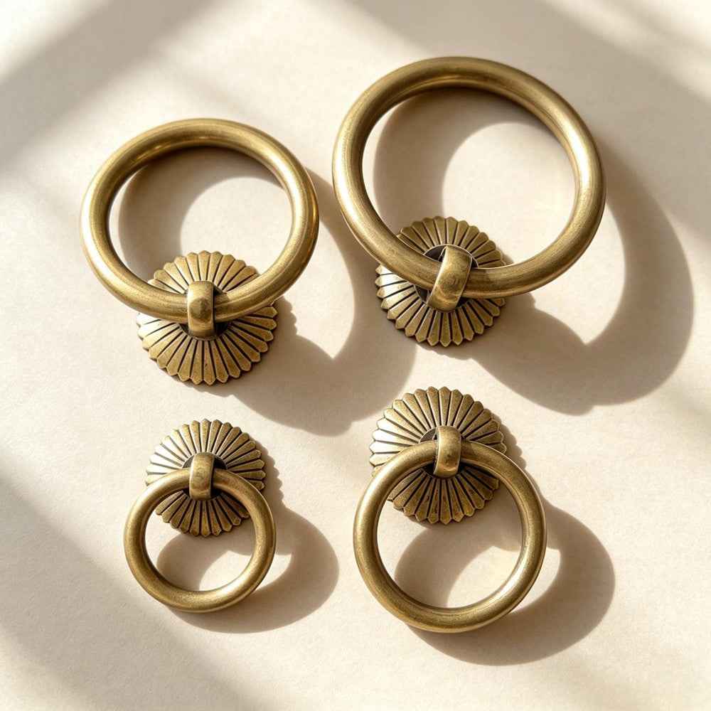 Antique Brass Cabinet Ring Pulls For Drawer Dresser Knobs Vintage Kitchen Handles