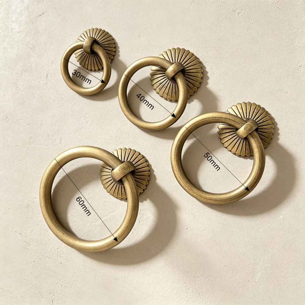 Antique Brass Cabinet Ring Pulls For Drawer Dresser Knobs Vintage Kitchen Handles