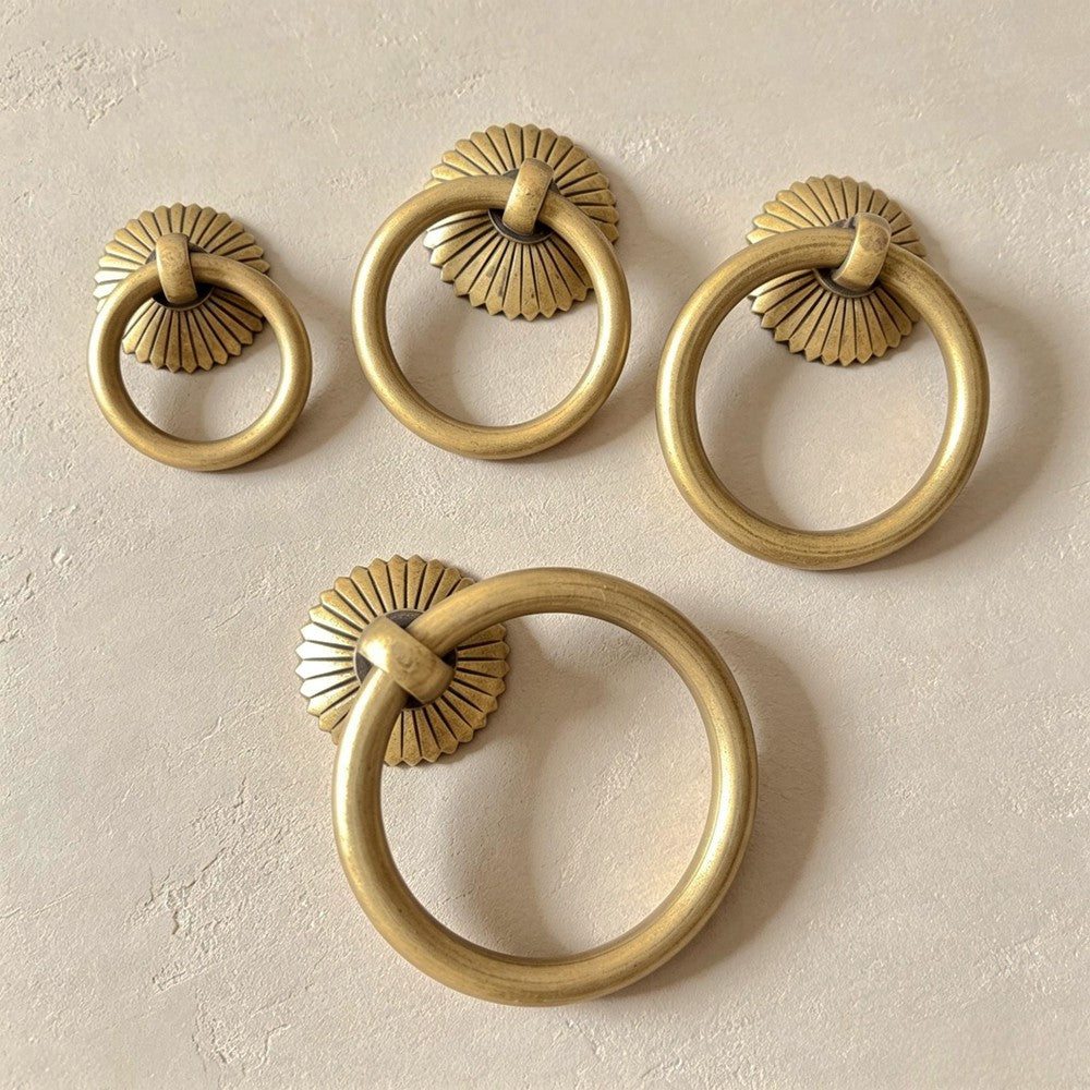 Antique Brass Cabinet Ring Pulls For Drawer Dresser Knobs Vintage Kitchen Handles