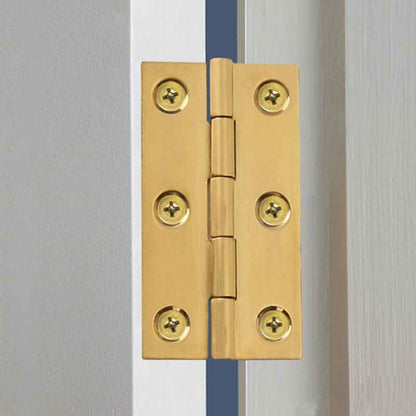 Solid Brass Hinges for Cabinet Doors - Gold Folding Butt Small Hinges for Wooden Boxes - FocusHardware