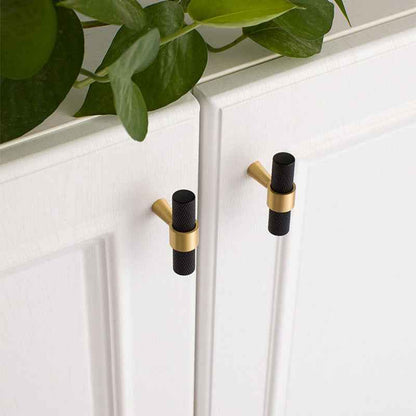 Knurled Brass Kitchen Cabinet Pulls Black for Drawers, Dressers and Wardrobes Modern