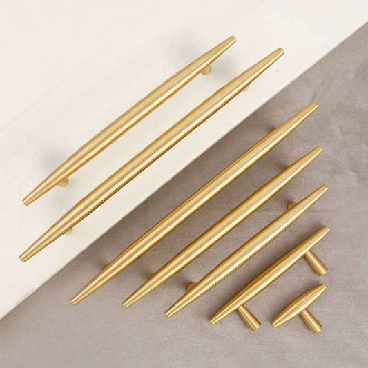 Modern Brass Cupboard Handles - Stylish Gold Drawer Dresser Pulls for Kitchen and Furniture - FocusHardware