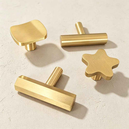 Solid Brass Cabinet Drawer Pulls - Modern Kitchen Knobs for Dressers and Cupboard Handles Gold
