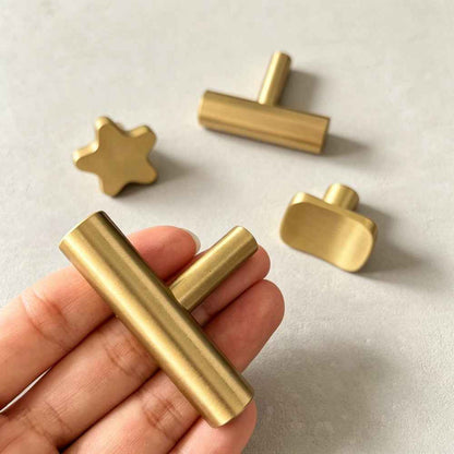Solid Brass Cabinet Drawer Pulls - Modern Kitchen Knobs for Dressers and Cupboard Handles Gold