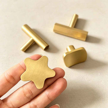 Solid Brass Cabinet Drawer Pulls - Modern Kitchen Knobs for Dressers and Cupboard Handles Gold