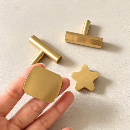 Solid Brass Cabinet Drawer Pulls - Modern Kitchen Knobs for Dressers and Cupboard Handles Gold