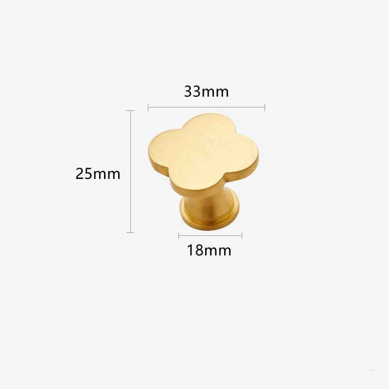 Brass Drawer Knobs - Decorative Solid Brass Kitchen Cabinet Knobs with Resin Clovers for Modern Dresser and Cupboard Pulls Handles - FocusHardware