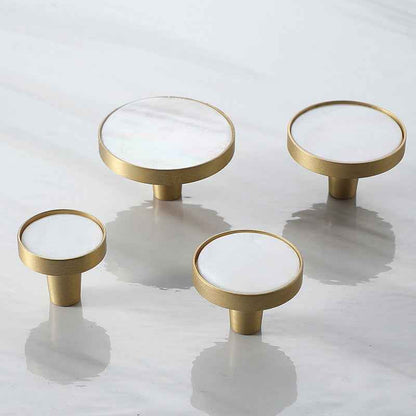 Nordic Brass Cupboard Knobs for Kitchen Drawer and Cabinet Pulls in White - FocusHardware