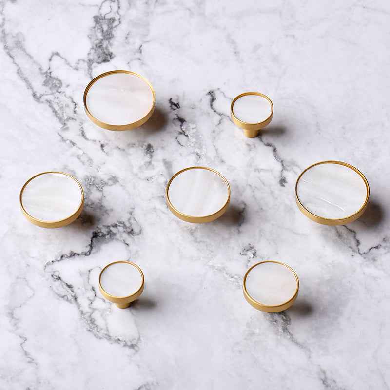 Nordic Brass Cupboard Knobs for Kitchen Drawer and Cabinet Pulls in White - FocusHardware