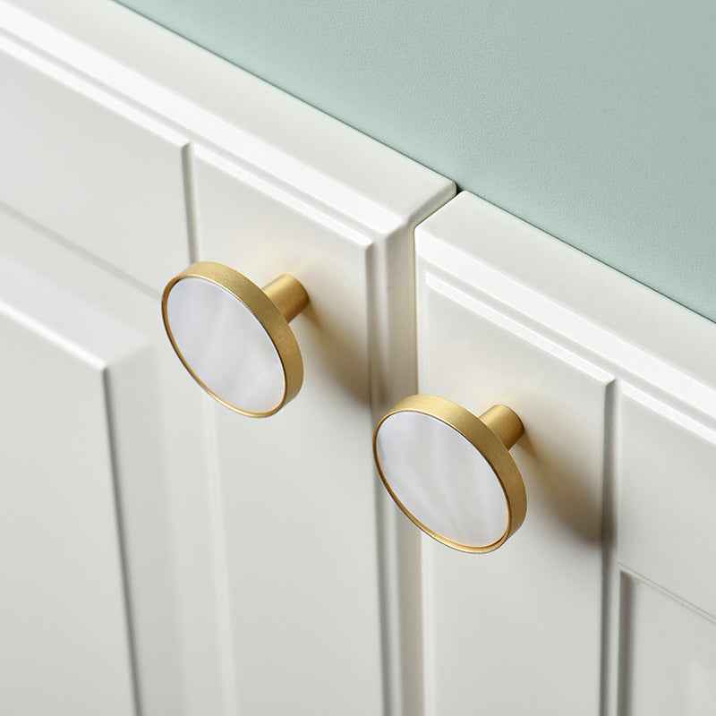 Nordic Brass Cupboard Knobs for Kitchen Drawer and Cabinet Pulls in White - FocusHardware