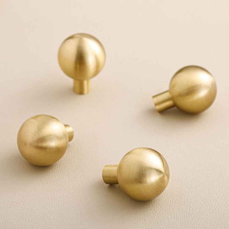 Modern Brushed Brass Cabinet Knobs - Gold Kitchen Drawer & Dresser Furniture Pulls - FocusHardware