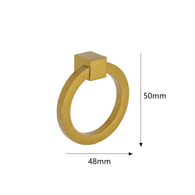 Solid Brass Cabinet Drawer Dresser Ring Pulls - Brushed Brass Cabinet Pulls for Kitchen Cupboard and Wardrobe Handles - FocusHardware