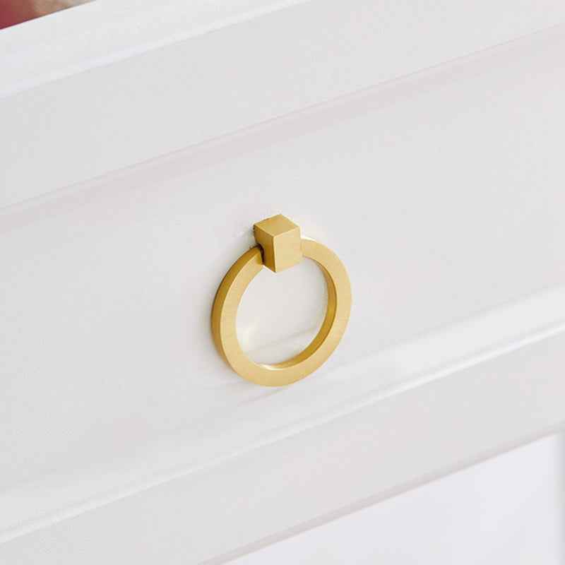 Solid Brass Cabinet Drawer Dresser Ring Pulls - Brushed Brass Cabinet Pulls for Kitchen Cupboard and Wardrobe Handles - FocusHardware