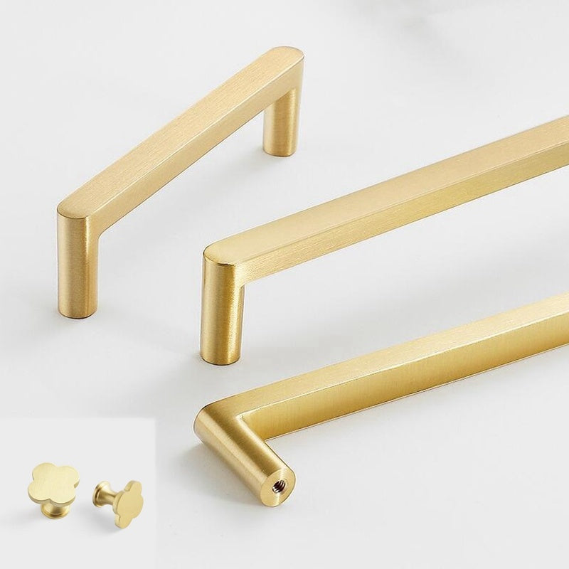 Satin Brass Cabinet Knobs Handles for Dresser, Drawer, and Wardrobe - Gold Kitchen Pulls