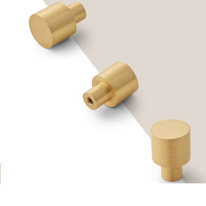 Minimalist Brushed Brass Knobs for Kitchen Cabinet, Drawer, and Furniture Pulls Gold - FocusHardware