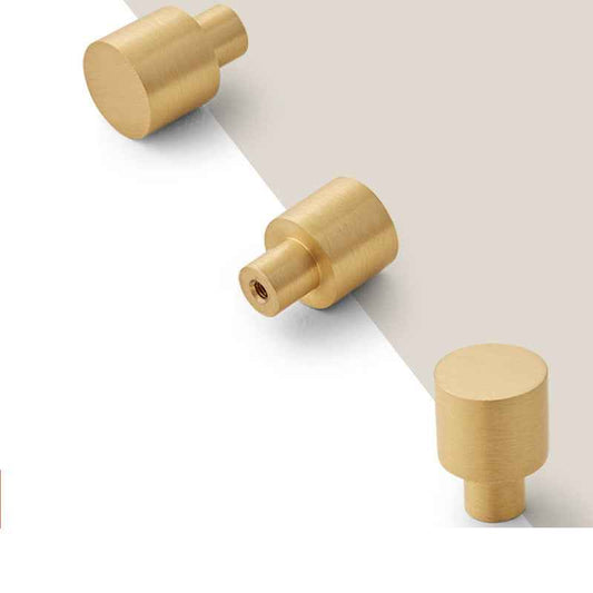 Minimalist Brushed Brass Knobs for Kitchen Cabinet, Drawer, and Furniture Pulls Gold - FocusHardware