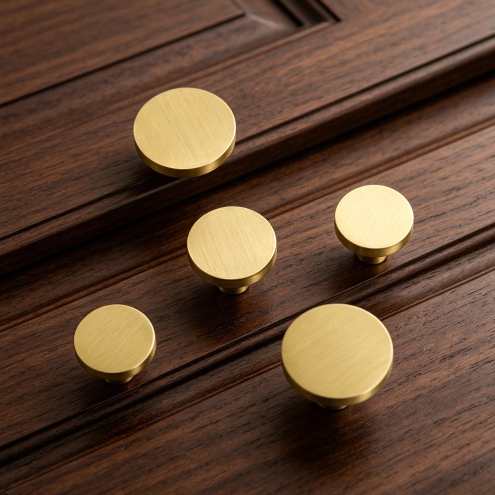 Brushed Brass Cabinet Drawer Knobs - Modern Kitchen Dresser Pulls