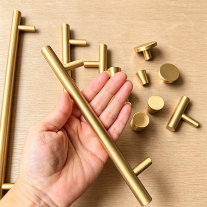 Satin Brass Kitchen Cabinet Handles - Modern Drawer Dresser Knobs Cupboard Pulls