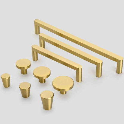Brushed Brass Cabinet Handles for Modern Kitchen Drawers and Dresser Pulls - FocusHardware