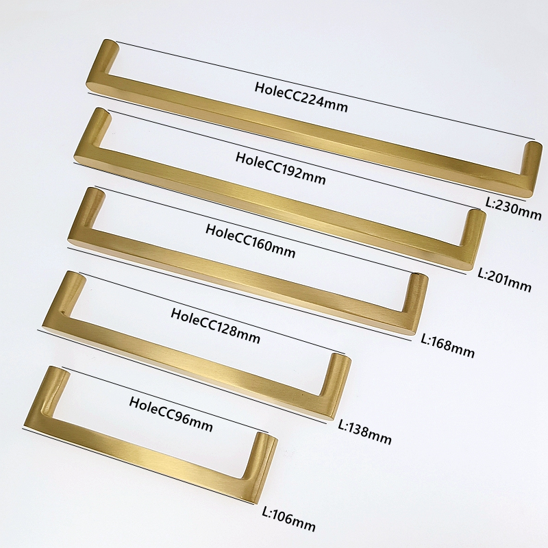 Brushed Brass Cabinet Handles for Modern Kitchen Drawers and Dresser Pulls - FocusHardware