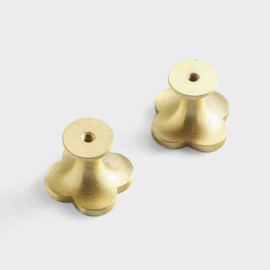 Brass Knobs for Kitchen Cabinets - Decorative White Clovers Drawer Dresser Pulls and Cupboard Handles - FocusHardware