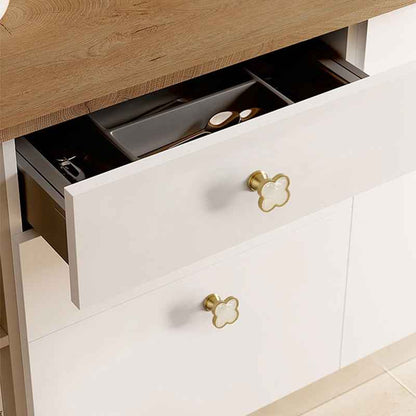 Brass Knobs for Kitchen Cabinets - Decorative White Clovers Drawer Dresser Pulls and Cupboard Handles - FocusHardware