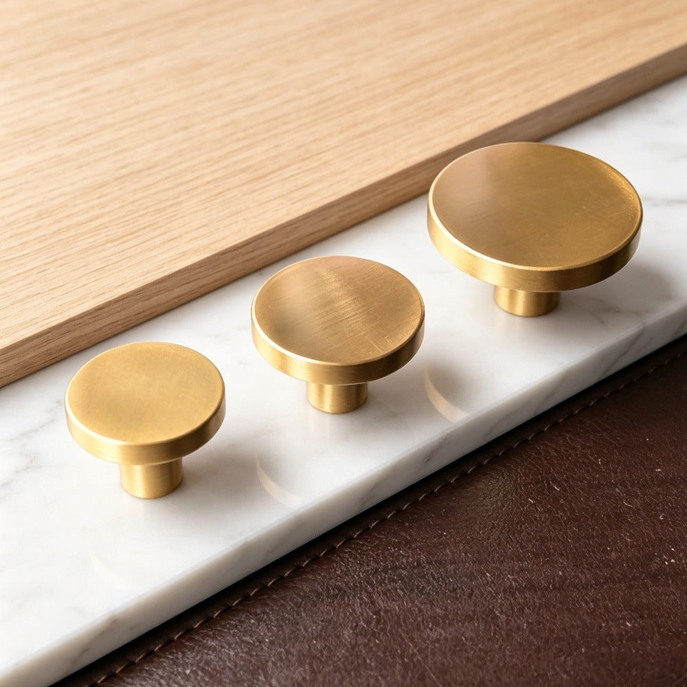 Brushed Brass Cabinet Drawer Knobs - Modern Kitchen Dresser Pulls