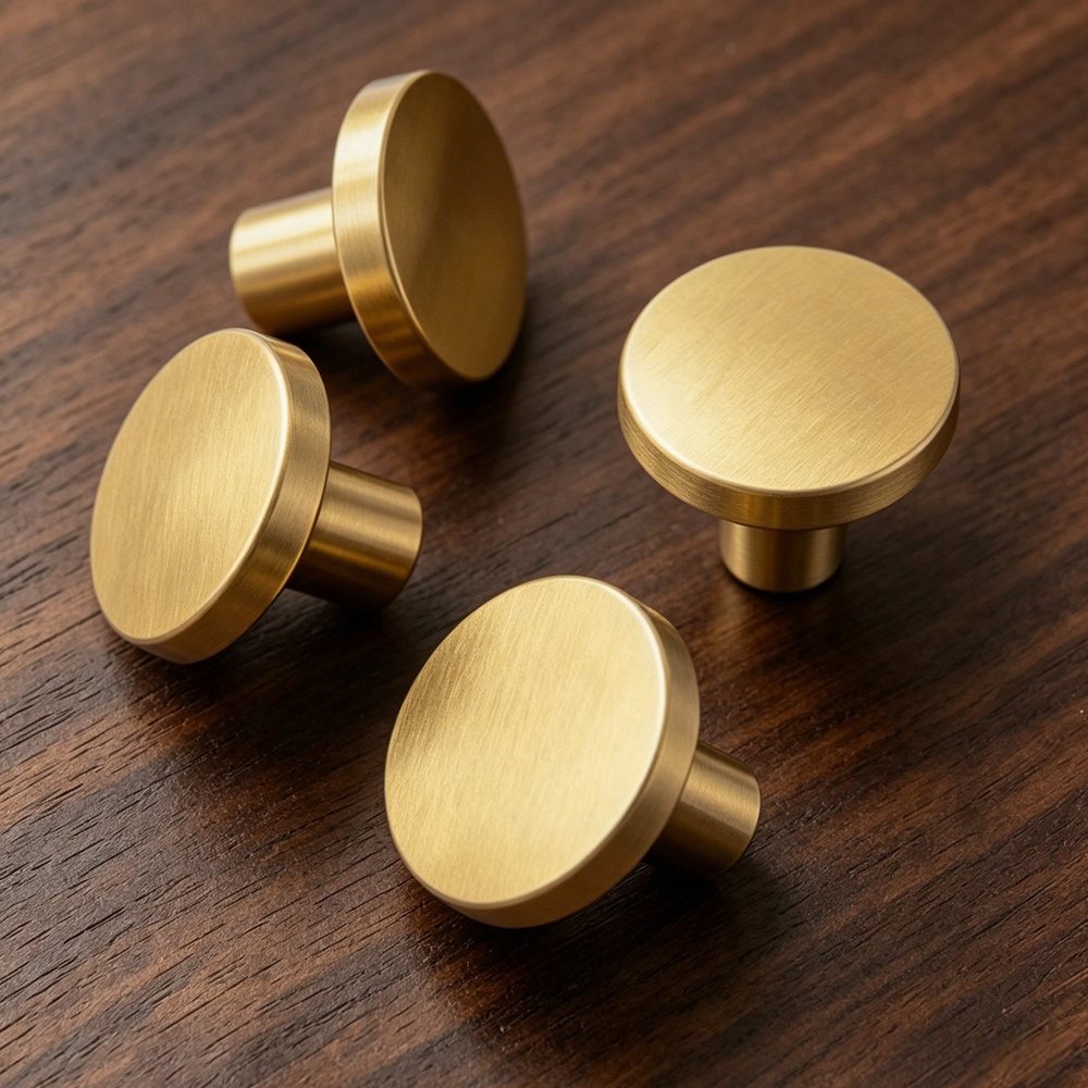 Brushed Brass Cabinet Drawer Knobs - Modern Kitchen Dresser Pulls
