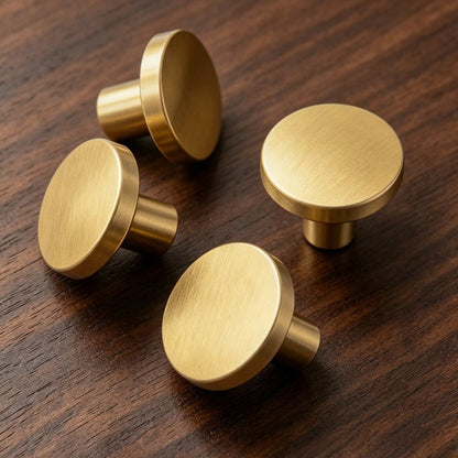 Brushed Brass Cabinet Drawer Knobs - Modern Kitchen Dresser Pulls